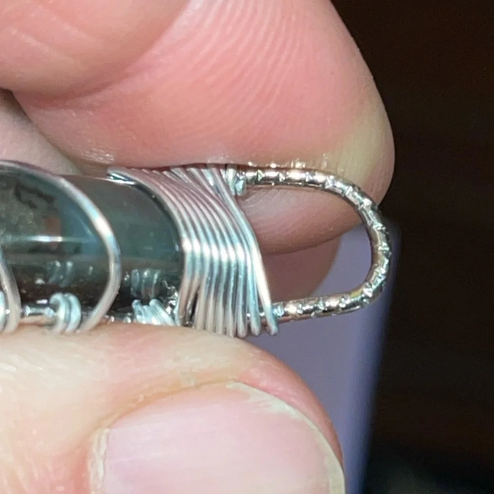 Sterling Wrapped Black Agate Pendant